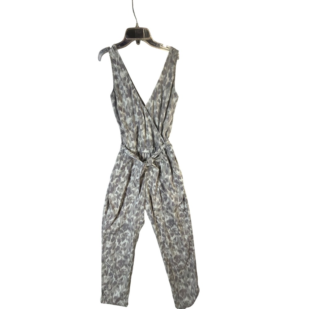 Cloth & Stone Womens XS Jumpsuit Grey Animal Print Excellent Tencel Tie Waist